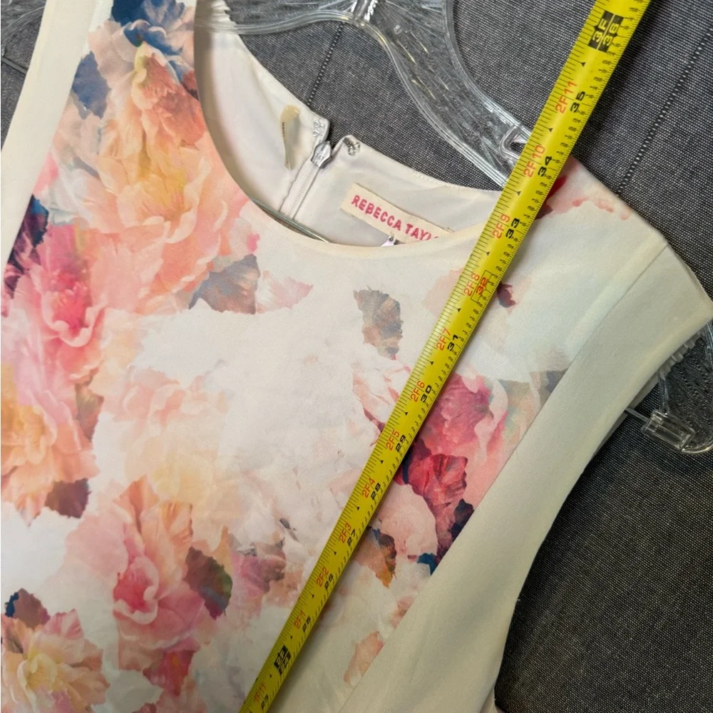 Rebecca Taylor Enchanted Gardens Pink Shift Tank Drop Waist Silk Dress Size 4 - Picture 7 of 9